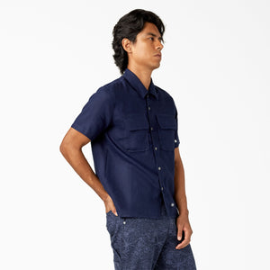 
                  
                    Load image into Gallery viewer, Dickies Premium Collection Linen Work Shirt - &amp;#39;Navy&amp;#39;
                  
                