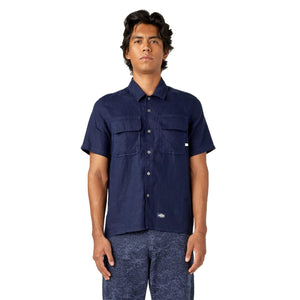 
                  
                    Load image into Gallery viewer, Dickies Premium Collection Linen Work Shirt - &amp;#39;Navy&amp;#39;
                  
                