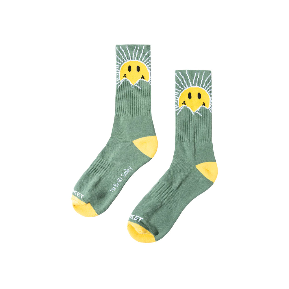 Market 'Smiley' Sunrise Socks - 'Basil'