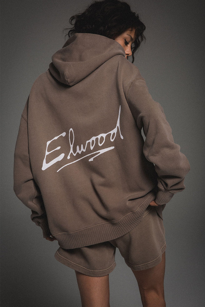 
                  
                    Load image into Gallery viewer, Elwood Trademark Hoodie - &amp;#39;Script Brown&amp;#39;
                  
                