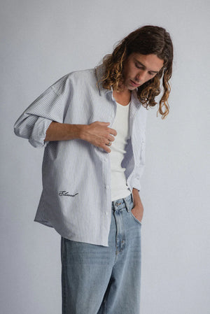 
                  
                    Load image into Gallery viewer, Elwood Oversized Oxford Shirt - &amp;#39;Pin Stripe&amp;#39;
                  
                