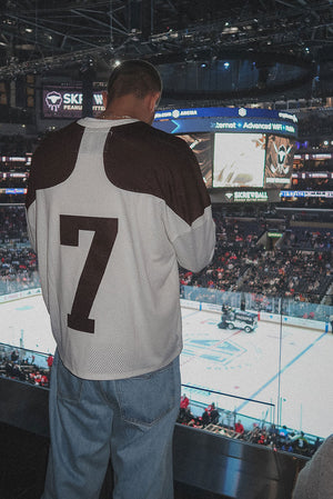 
                  
                    Load image into Gallery viewer, Elwood Hockey Jersey - &amp;#39;IVORY/BROWN&amp;#39;
                  
                