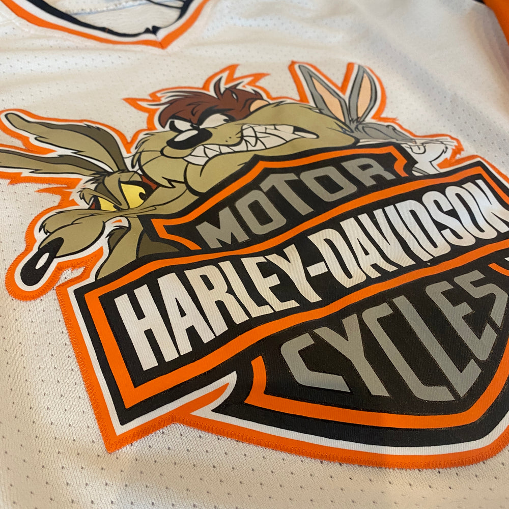 
                  
                    Load image into Gallery viewer, Vintage Harley Davidson Looney Tunes Hockey Jersey
                  
                