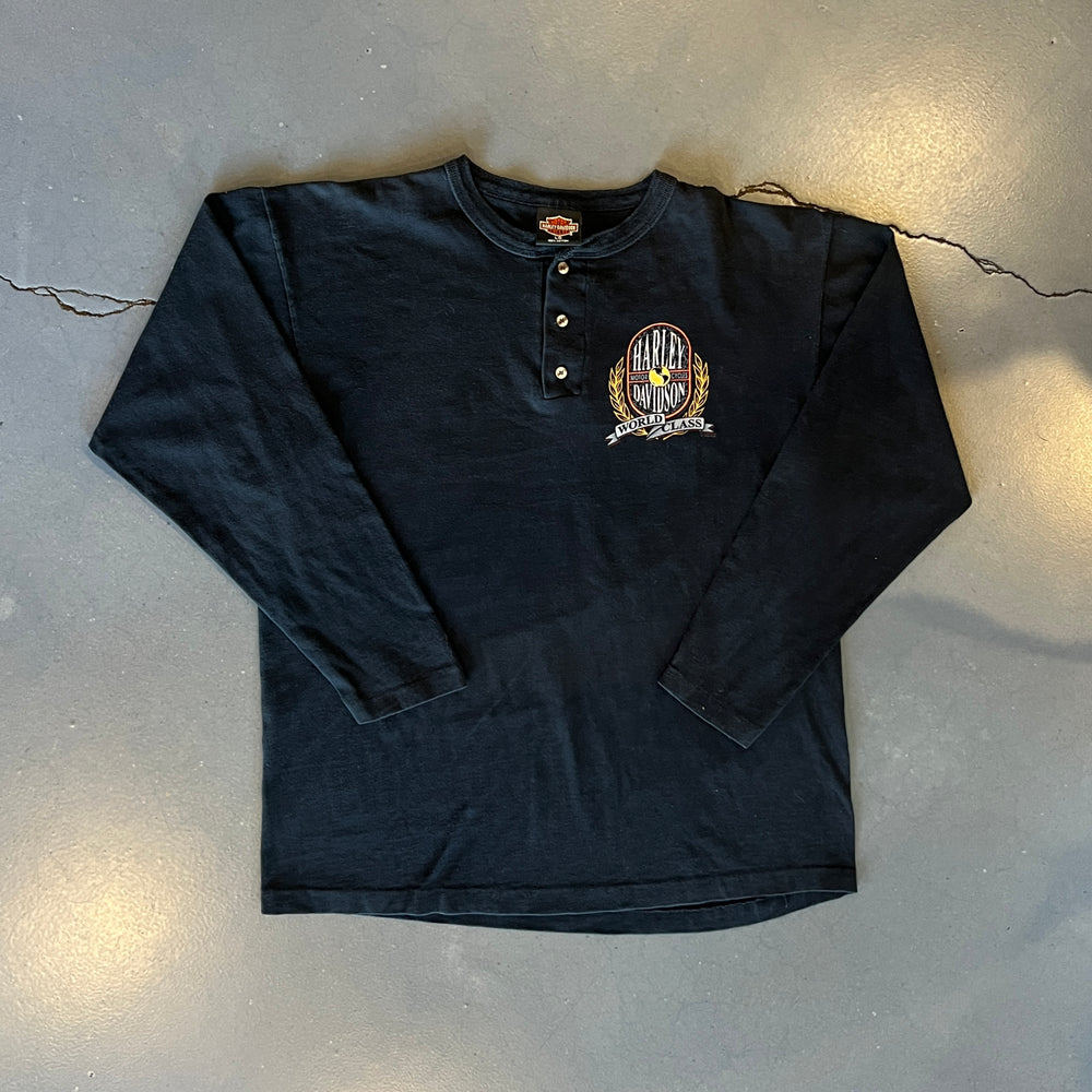 
                  
                    Load image into Gallery viewer, Vintage &amp;#39;95 Harley Davidson &amp;quot;Thunder&amp;quot; Long Sleeve Henley
                  
                