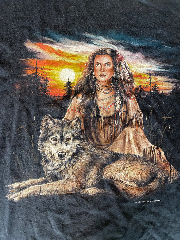 
                  
                    Load image into Gallery viewer, Vintage Native Princess Wolf T-Shirt
                  
                