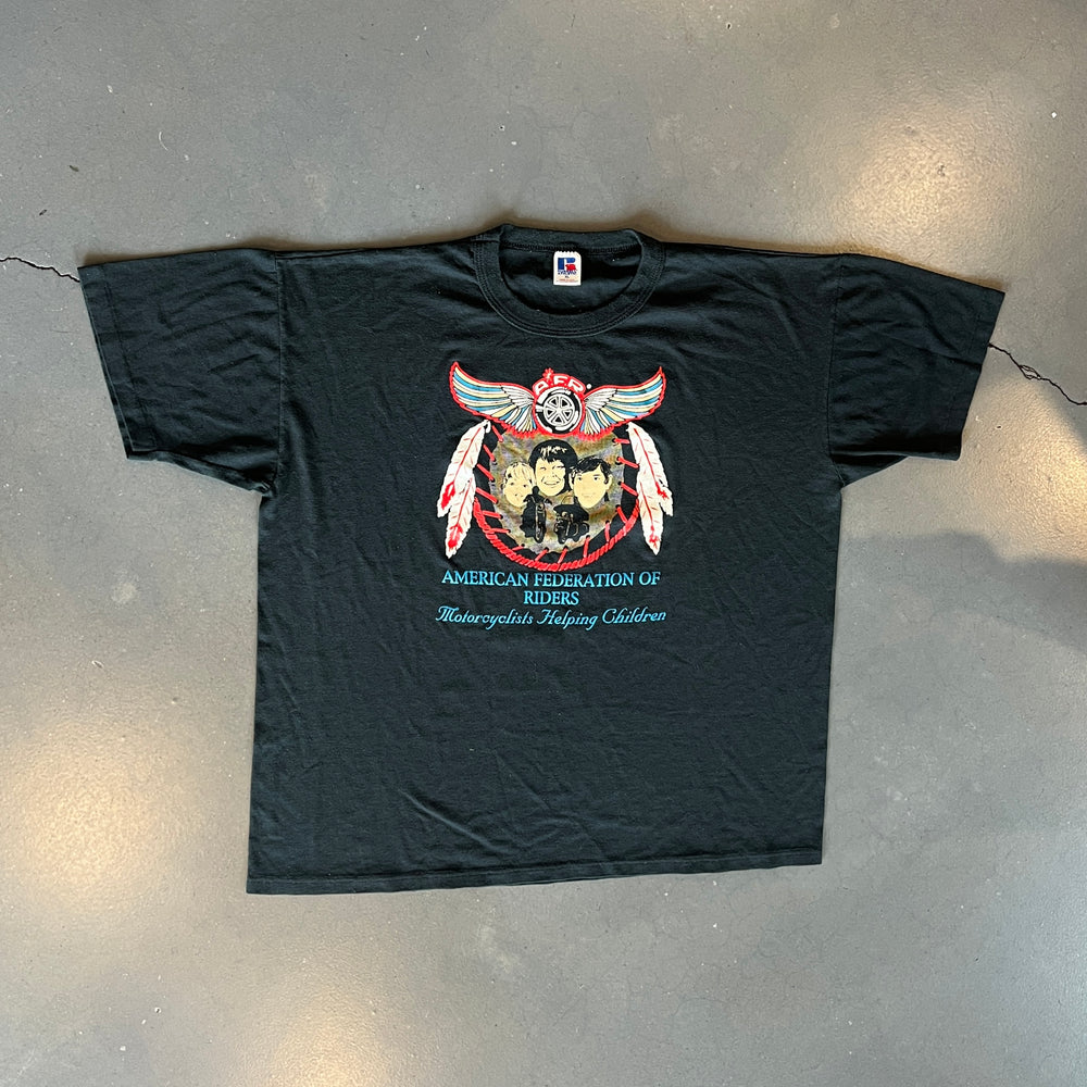 
                  
                    Load image into Gallery viewer, Vintage &amp;#39;98 Russell Athletic AFR &amp;quot;Motorcyclists Helping Children&amp;quot; T-Shirt
                  
                