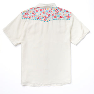 
                  
                    Load image into Gallery viewer, SEAGER &amp;#39;Flora Amarillo&amp;#39; S/S Shirt - &amp;#39;Vintage White&amp;#39;
                  
                