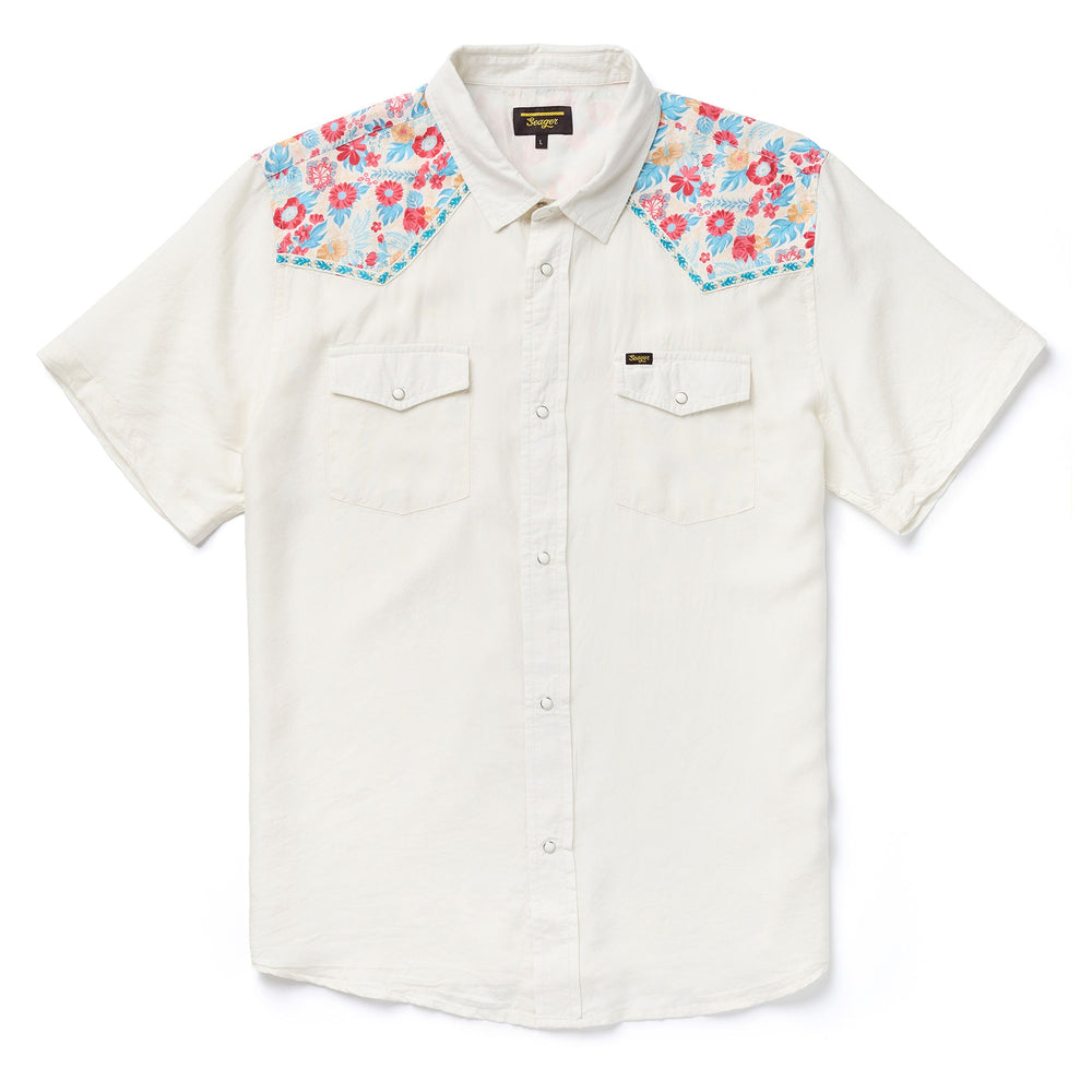 SEAGER 'Flora Amarillo' S/S Shirt - 'Vintage White'