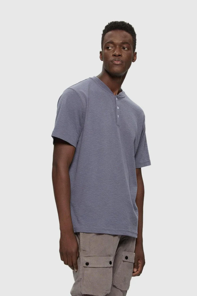 
                  
                    Load image into Gallery viewer, Kuwalla Slub SS Henley Tee - &amp;#39;Charcoal&amp;#39;
                  
                