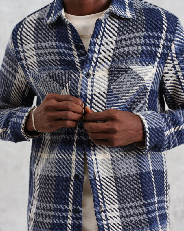 
                  
                    Load image into Gallery viewer, Wax London Whiting Check Overshirt  - &amp;#39;Spear Check Navy&amp;#39;
                  
                