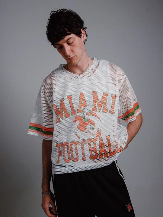 
                  
                    Load image into Gallery viewer, Circle Author &amp;#39;Miami&amp;#39; Football Jersey - &amp;#39;White
                  
                