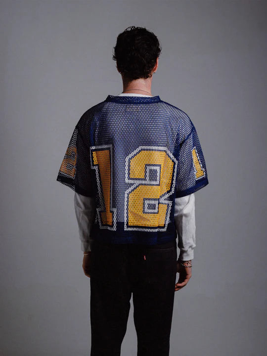 
                  
                    Load image into Gallery viewer, Circle Author &amp;#39;Michigan&amp;#39; Football Jersey - &amp;#39;Navy&amp;#39;
                  
                