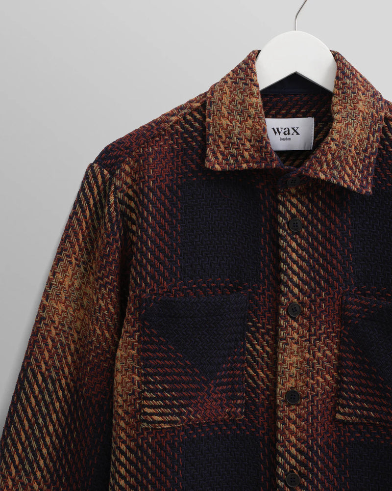 
                  
                    Load image into Gallery viewer, Wax London Whiting Windowpane Check Overshirt  - &amp;#39;Navy and Brown&amp;#39;
                  
                