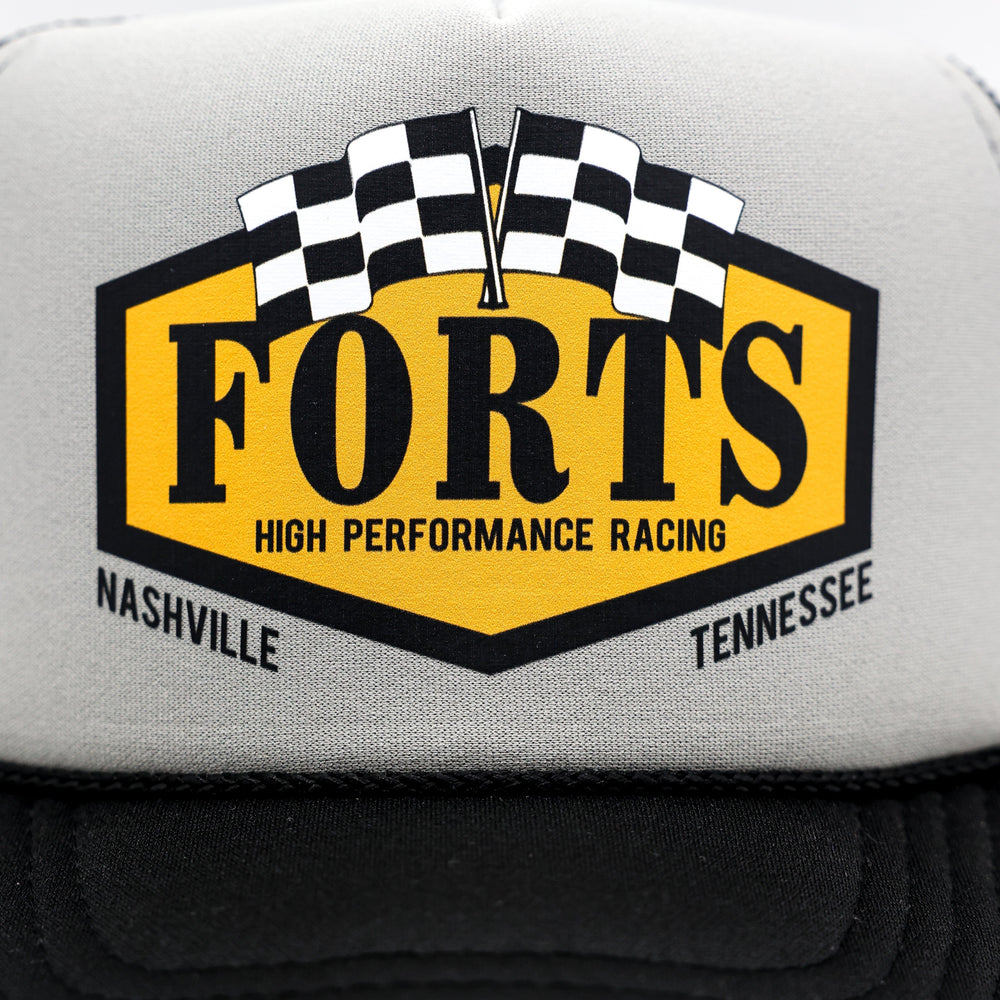 
                  
                    Load image into Gallery viewer, FORTS &amp;#39;HPR&amp;#39; Trucker Hat - &amp;#39;Black / Gray&amp;#39;
                  
                