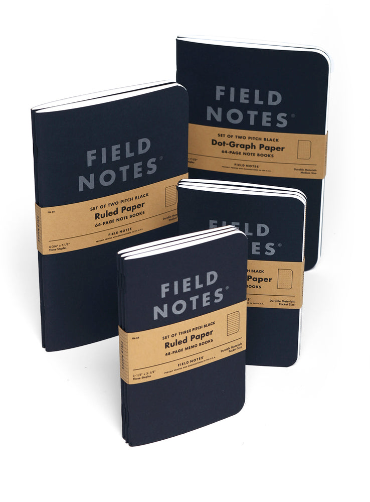 
                  
                    Load image into Gallery viewer, Field Notes Pitch Black Note Book &amp;quot;Ruled Paper&amp;quot; 2-Pack
                  
                