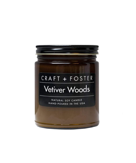 Craft + Foster 8oz Natural Soy Wax Candle - 'Vetiver Woods'