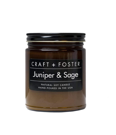 Craft + Foster 8oz Natural Soy Wax Candle - 'Juniper & Sage'