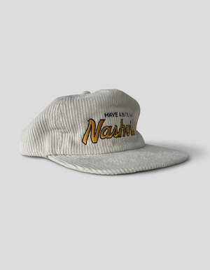 
                  
                    Load image into Gallery viewer, &amp;#39;HAVE A NICE GAME&amp;#39; Nashville Script Snapback - &amp;#39;Cream Corduroy&amp;#39;
                  
                
