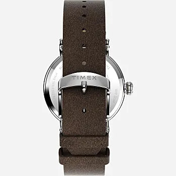 
                  
                    Load image into Gallery viewer, Timex Standard 40mm Eco-Friendly Leather Strap Watch - &amp;#39;Silver Tone / Brown / Green&amp;#39;
                  
                
