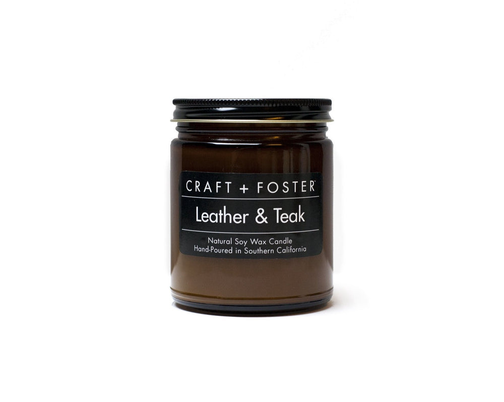 Craft + Foster 8oz Natural Soy Wax Candle - 'Leather and Teak'